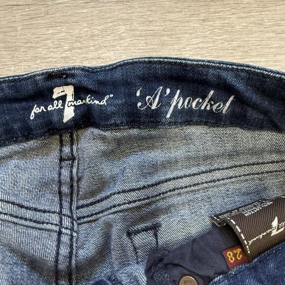 7 For All Mankind Jeans Womens 28 Blue A Pocket Flared Denim Stretch - Picture 3 of 5